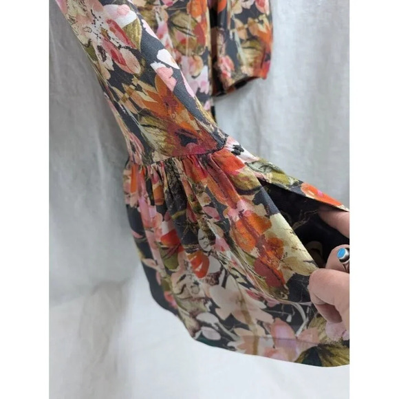 Meadow Rue floral print long mini rayon dress w/ pockets, women's size 2 A10 - Picture 5 of 10